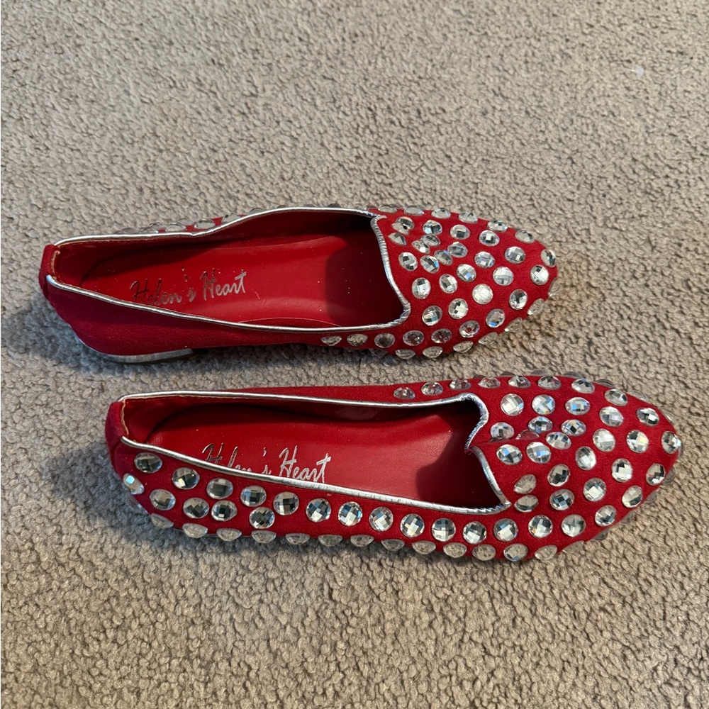 Vibrant Red Studded Flats by Liliana's Heart